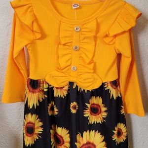 BRAND NEW yellow top and Sunflower bottom long-sleeved dress